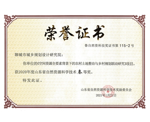 山东省自然资源科学技术三等奖